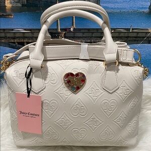 Juicy Couture Satchel with Embossed Pattern and Heart Embellishment